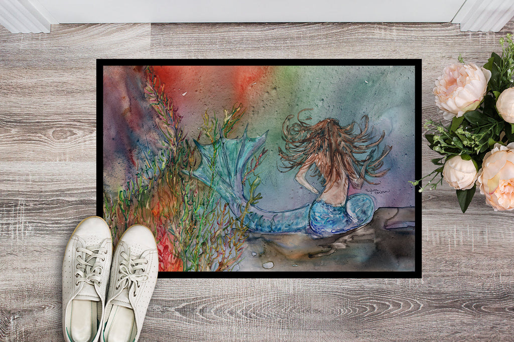 Brunette Mermaid Water Fantasy Doormat Indoor Outdoor 24H X 36W Front Door Mat Rugs for Entryway, Non Slip Washable Low Pile,