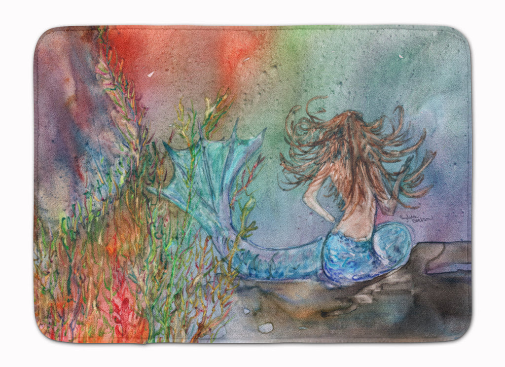 Brunette Mermaid Water Fantasy Memory Foam Kitchen Mat Machine Washable Anti-Fatigue Cushion Comfort Bath or Kitchen Rug