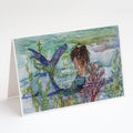 Brunette Mermaid Coral Fantasy Greeting Cards Pack of 8 Blank Cards with Envelopes Whimsical A7 Size 5x7