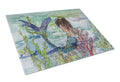 Brunette Mermaid Coral Fantasy Cutting Board Tempered Glass Kitchen Cutting Surface, Heat Resistant Chopping, Non-Slip Feet, Food Prep & Serving