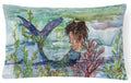 Brunette Mermaid Coral Fantasy Decorative Throw Pillow 12x16 Indoor Outdoor Accent Cushion, Fabric Cover with Insert for Sofa, Bed, Porch & Living Room