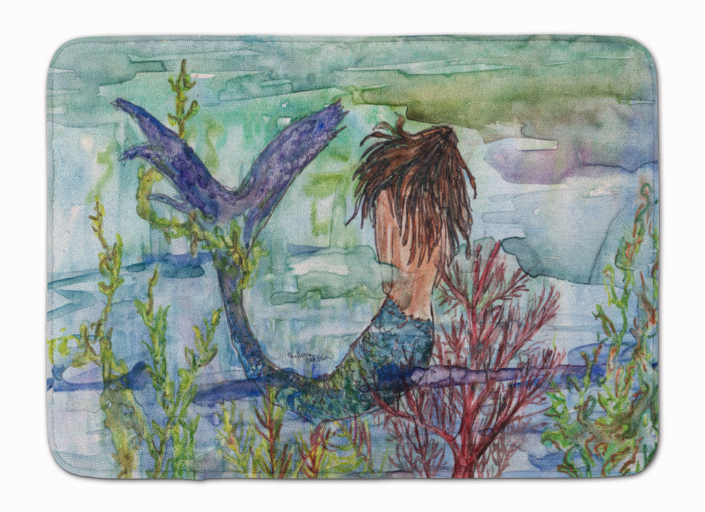 Brunette Mermaid Coral Fantasy Memory Foam Kitchen Mat Machine Washable Anti-Fatigue Cushion Comfort Bath or Kitchen Rug