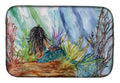 Black Haired Mermaid Water Fantasy Dish Drying Mat Absorbent Dish Drying Mat Pad for Kitchen Counter Dish Drainer Mat for Countertop, 14 x 21", Multicolor
