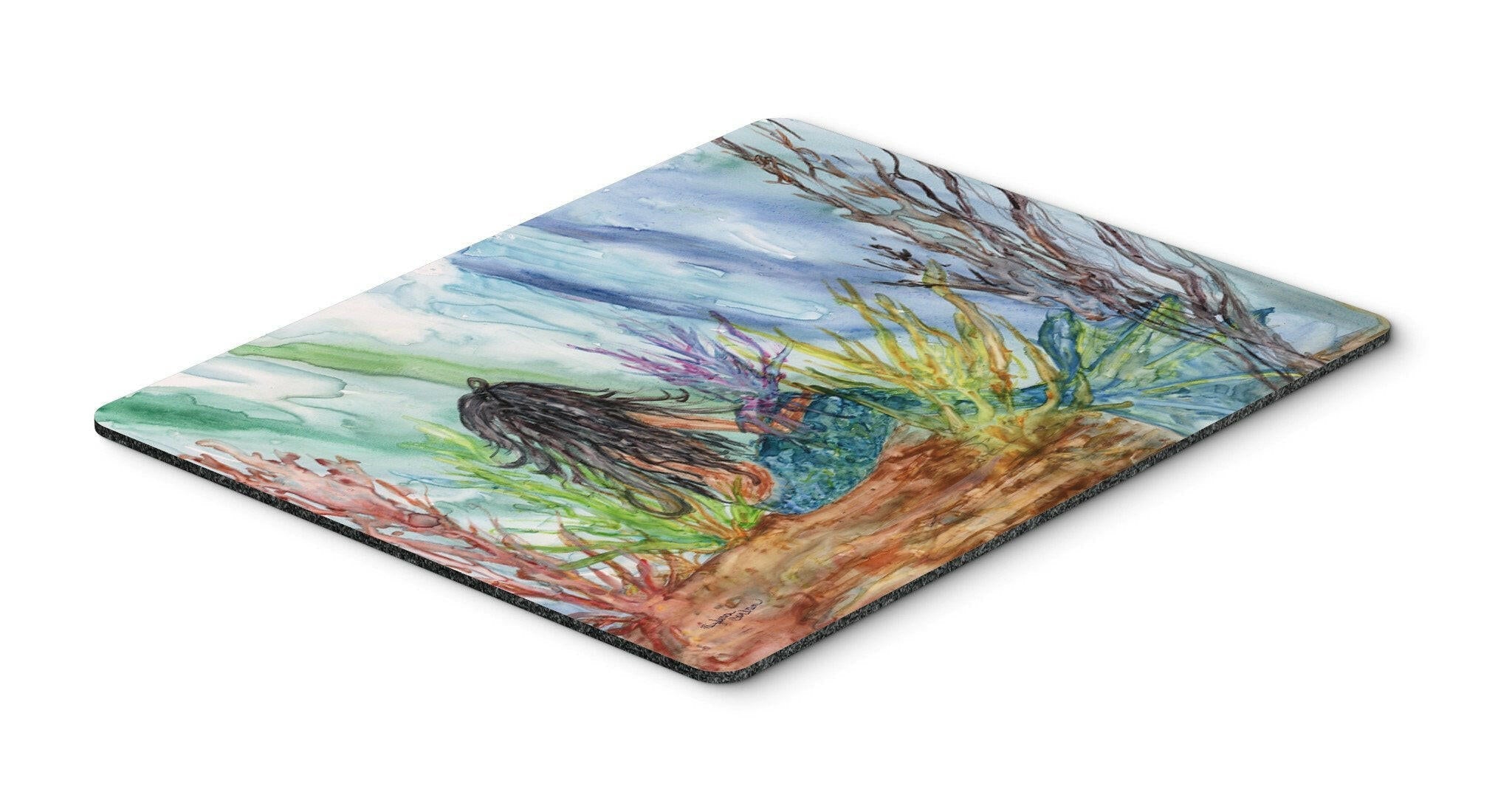 Black Haired Mermaid Water Fantasy Mouse Pad, Heat Resistant Trivet Hot Pad , Non Slip Rubber Desk Mat, Kitchen Counter Protector, Home Office Decor Gift