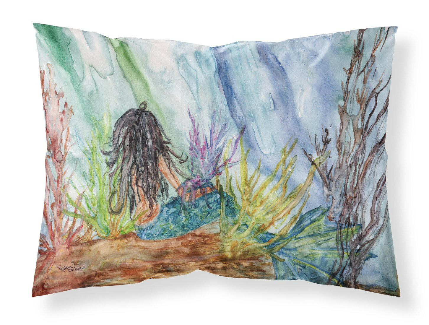 Black Haired Mermaid Water Fantasy Standard Pillowcase Lightweight Super Soft Easy Care Decorative Artwork Pillowcase, Standard