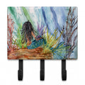 Black Haired Mermaid Water Fantasy Leash or Key Holder Wall Hooks, Coat Rack Wall Mount, for Hanging Keys, Towels, Aprons, Leashes