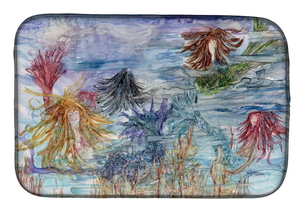 Abstract Mermaid Water Fantasy Dish Drying Mat Absorbent Dish Drying Mat Pad for Kitchen Counter Dish Drainer Mat for Countertop, 14 x 21", Multicolor