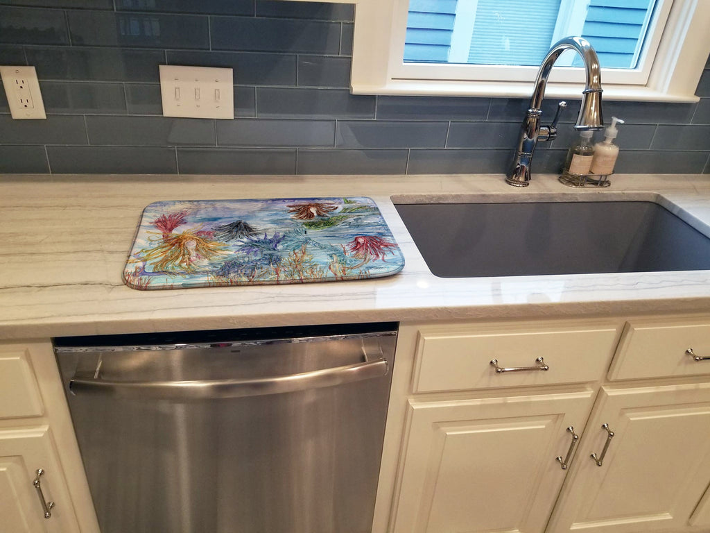 Abstract Mermaid Water Fantasy Dish Drying Mat Absorbent Dish Drying Mat Pad for Kitchen Counter Dish Drainer Mat for Countertop, 14 x 21", Multicolor