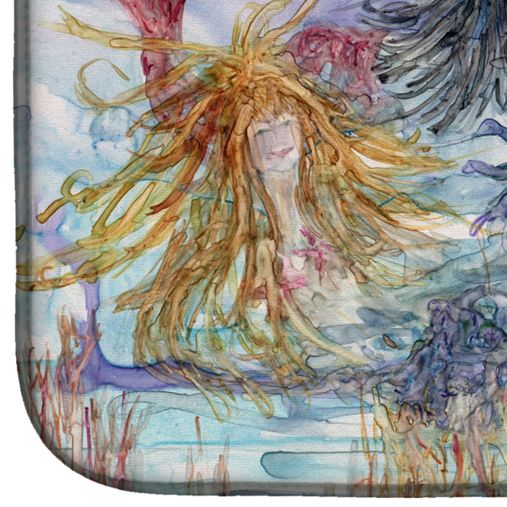 Abstract Mermaid Water Fantasy Dish Drying Mat Absorbent Dish Drying Mat Pad for Kitchen Counter Dish Drainer Mat for Countertop, 14 x 21", Multicolor