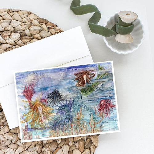 Abstract Mermaid Water Fantasy Greeting Cards Pack of 8 Blank Cards with Envelopes Whimsical A7 Size 5x7