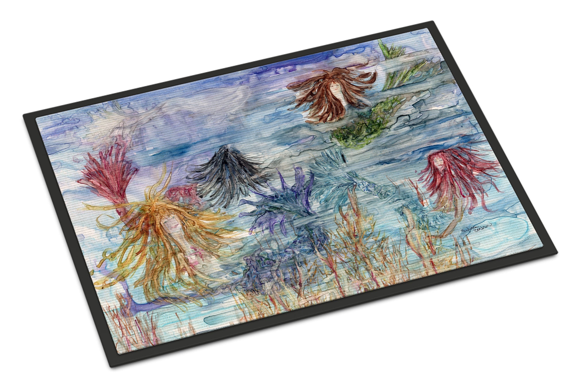 Abstract Mermaid Water Fantasy Doormat Indoor Outdoor 24H X 36W Front Door Mat Rugs for Entryway, Non Slip Washable Low Pile,