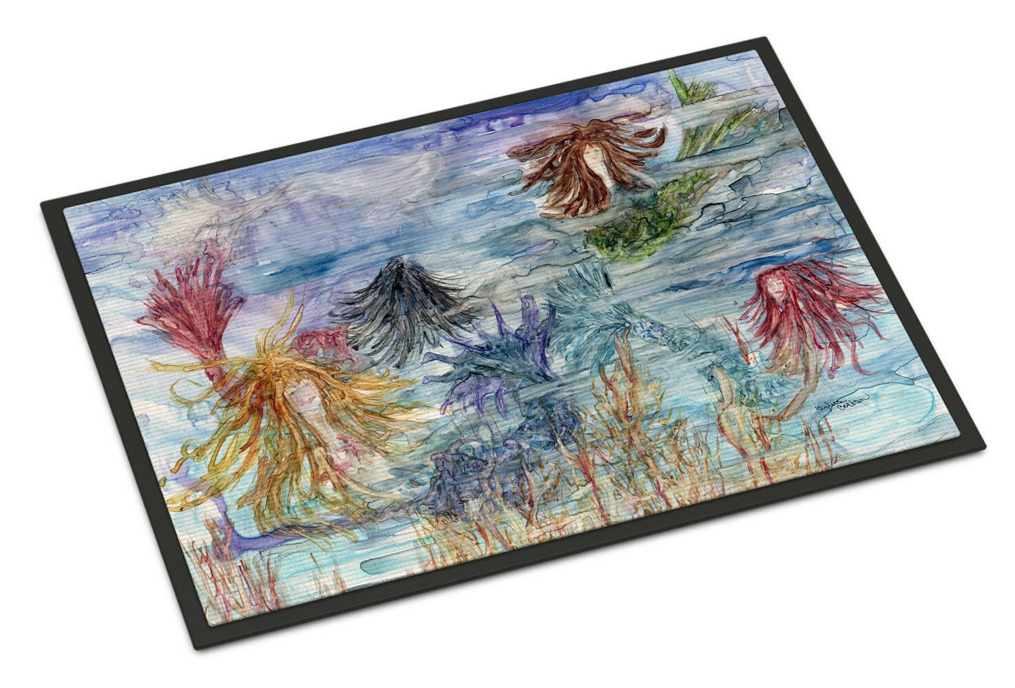 Abstract Mermaid Water Fantasy Doormat Indoor Outdoor 18H X 27W Front Door Mat Rugs for Entryway, Non Slip Washable