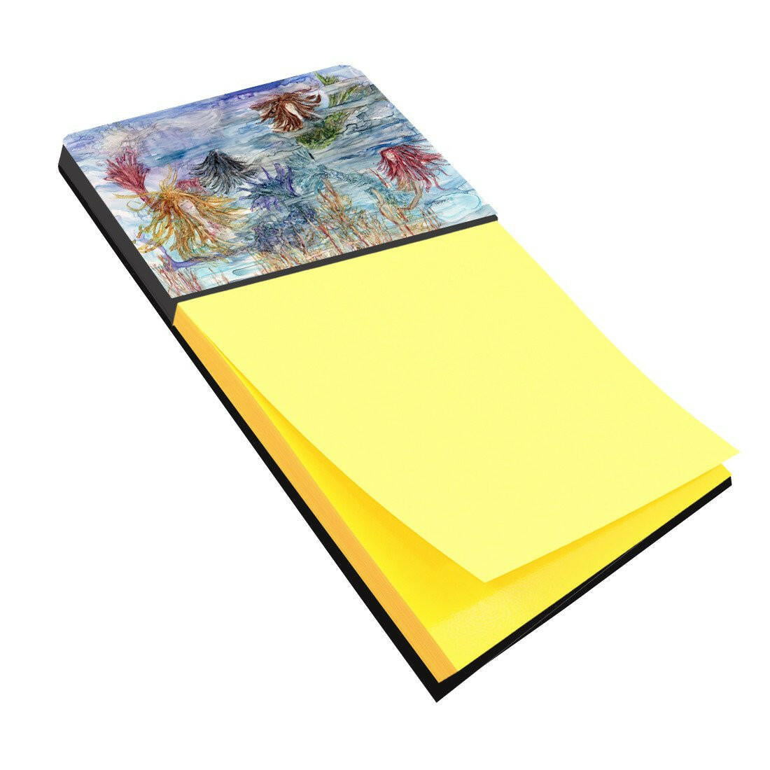 Abstract Mermaid Water Fantasy Watercolor Sticky Note Holder Refillable Dispenser Desk Accessory 3x3 Pad Gift