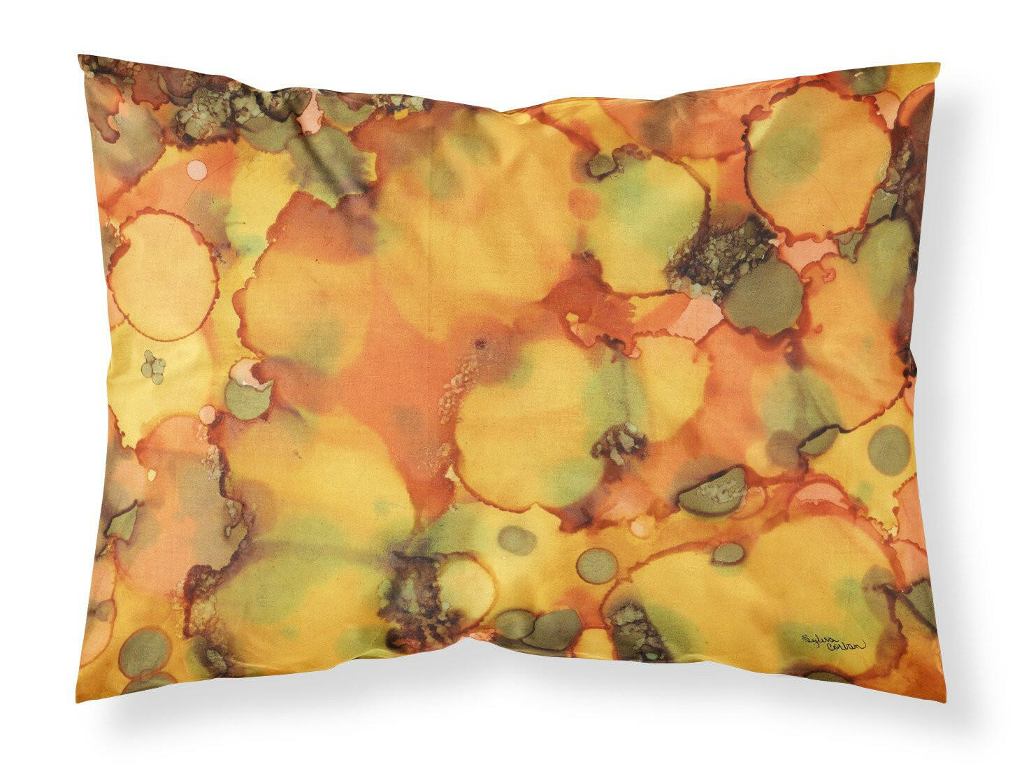 Abstract in Orange and Greens Standard Pillowcase Lightweight Super Soft Easy Care Decorative Artwork Pillowcase, Standard