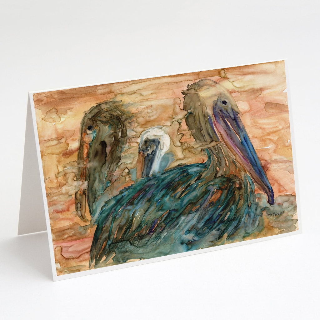 Abstract Pelicans Greeting Cards Pack of 8 Blank Cards with Envelopes Whimsical A7 Size 5x7