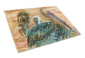 Abstract Pelicans Cutting Board Tempered Glass Kitchen Cutting Surface, Heat Resistant Chopping, Non-Slip Feet, Food Prep & Serving