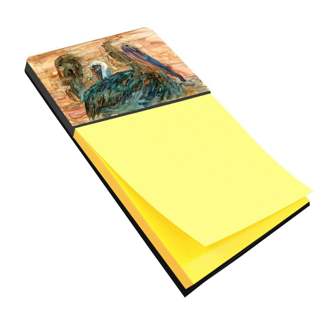 Abstract Pelicans Watercolor Sticky Note Holder Refillable Dispenser Desk Accessory 3x3 Pad Gift