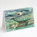 Watery Pelican, Shrimp, Crab and Oysters Greeting Cards Pack of 8 Blank Cards with Envelopes Whimsical A7 Size 5x7