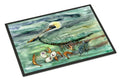 Watery Pelican, Shrimp, Crab and Oysters Doormat Indoor Outdoor 18H X 27W Front Door Mat Rugs for Entryway, Non Slip Washable