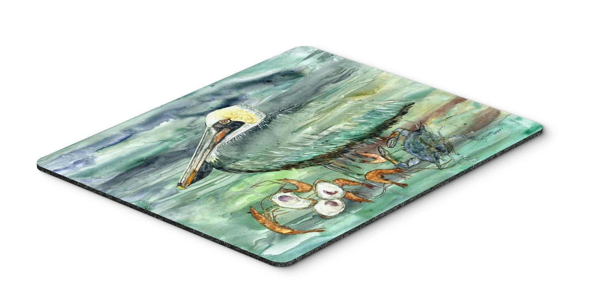Watery Pelican, Shrimp, Crab and Oysters Mouse Pad, Heat Resistant Trivet Hot Pad , Non Slip Rubber Desk Mat, Kitchen Counter Protector, Home Office Decor Gift