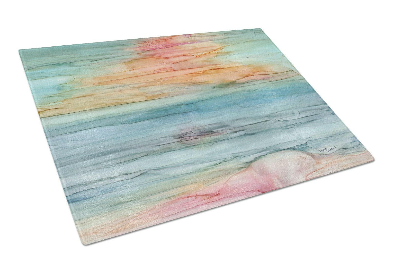 Abstract Rainbow Cutting Board Tempered Glass Kitchen Cutting Surface, Heat Resistant Chopping, Non-Slip Feet, Food Prep & Serving