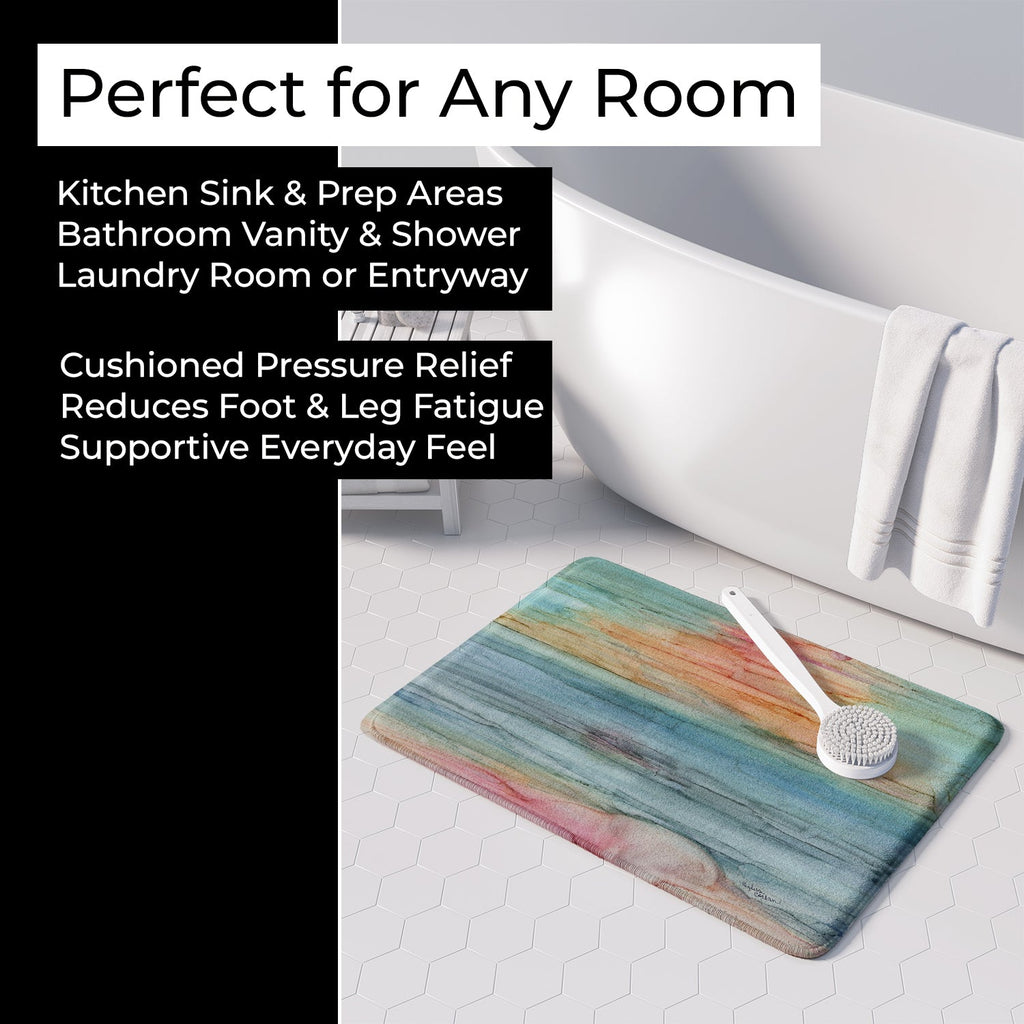 Abstract Rainbow Memory Foam Kitchen Mat Machine Washable Anti-Fatigue Cushion Comfort Bath or Kitchen Rug