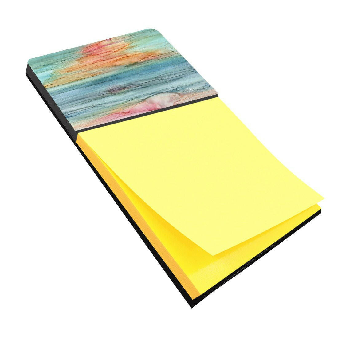 Abstract Rainbow Watercolor Sticky Note Holder Refillable Dispenser Desk Accessory 3x3 Pad Gift