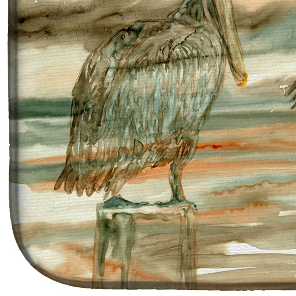 Pelicans on their perch Abstract Dish Drying Mat Absorbent Dish Drying Mat Pad for Kitchen Counter Dish Drainer Mat for Countertop, 14 x 21", Multicolor