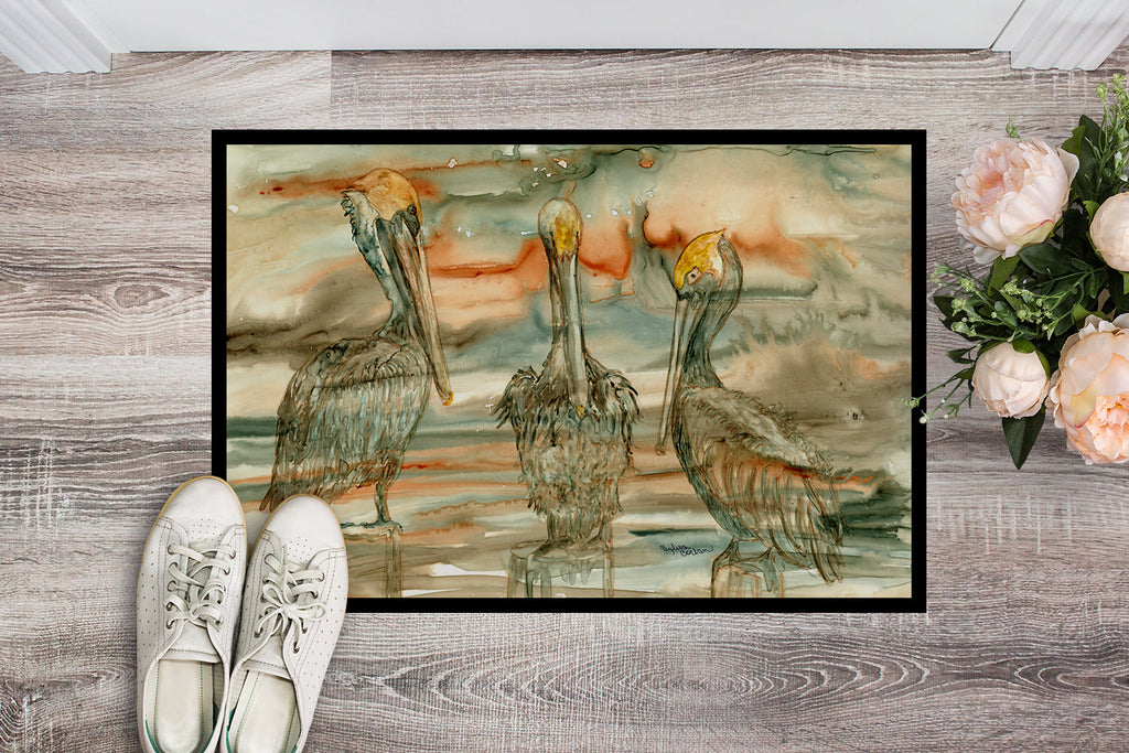 Pelicans on their perch Abstract Doormat Indoor Outdoor 24H X 36W Front Door Mat Rugs for Entryway, Non Slip Washable Low Pile,