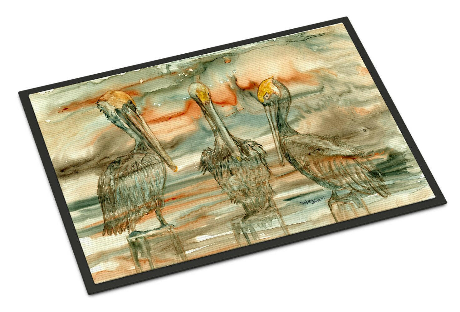 Pelicans on their perch Abstract Doormat Indoor Outdoor 18H X 27W Front Door Mat Rugs for Entryway, Non Slip Washable