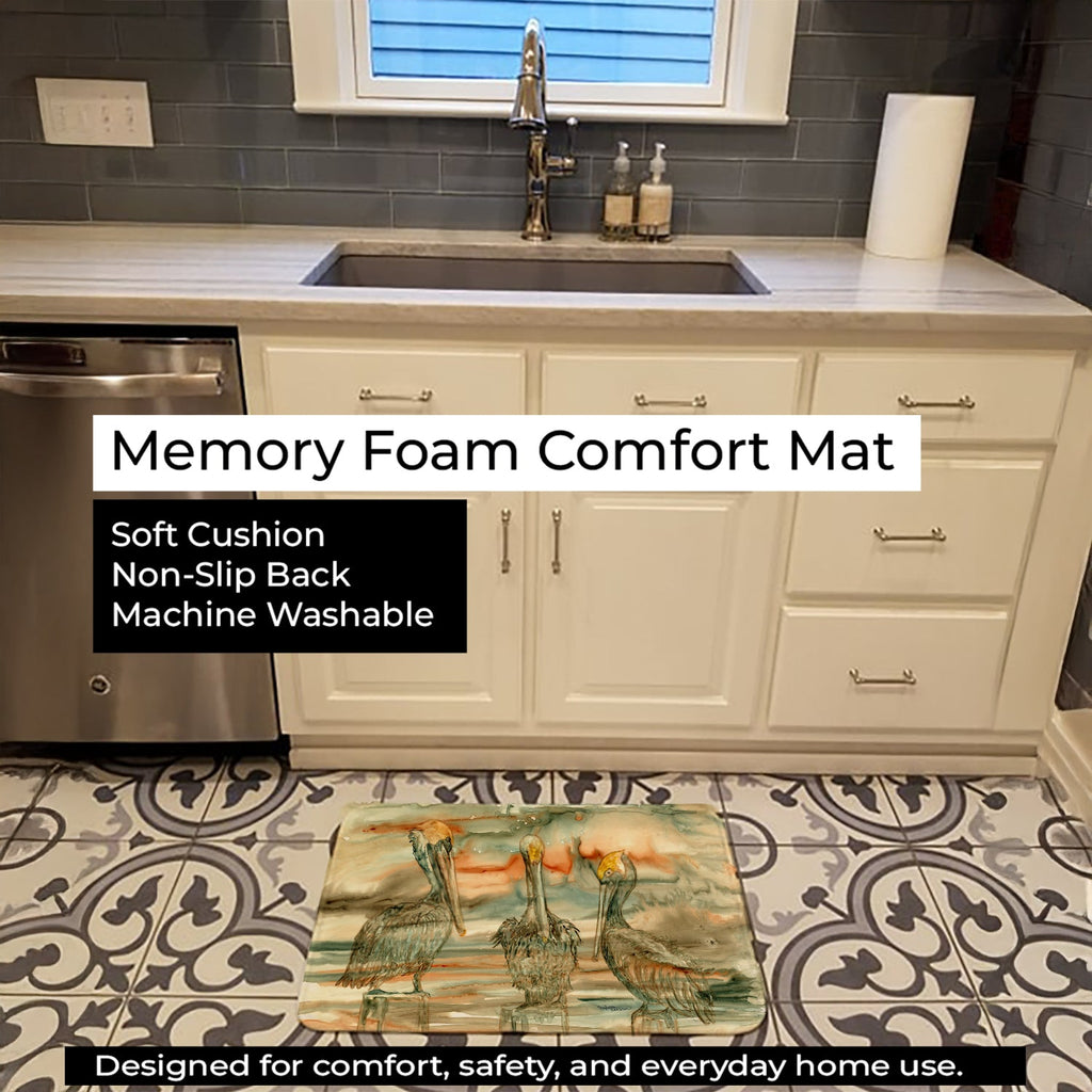 Pelicans on their perch Abstract Memory Foam Kitchen Mat Machine Washable Anti-Fatigue Cushion Comfort Bath or Kitchen Rug