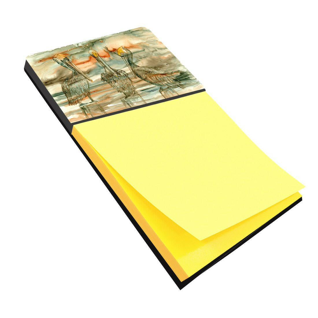 Pelicans on their perch Abstract Watercolor Sticky Note Holder Refillable Dispenser Desk Accessory 3x3 Pad Gift