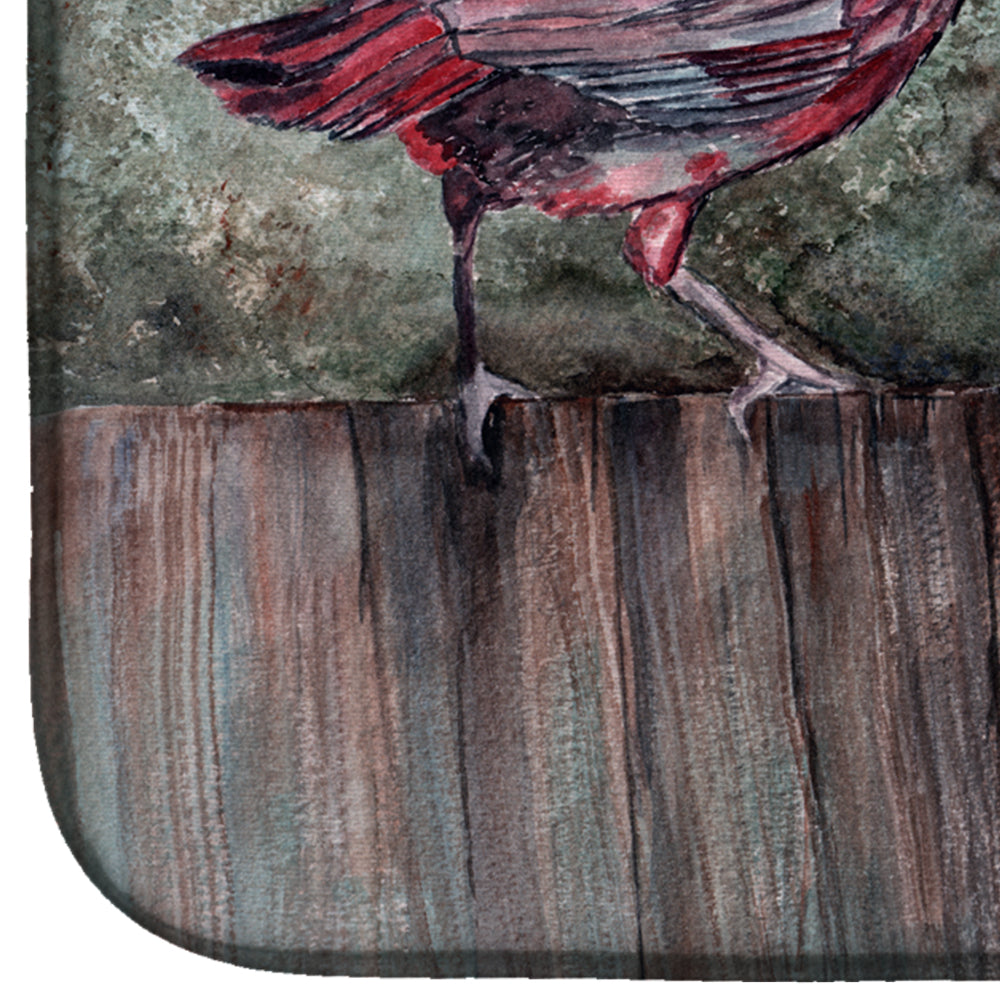 Red Bird Feeding Dish Drying Mat Absorbent Dish Drying Mat Pad for Kitchen Counter Dish Drainer Mat for Countertop, 14 x 21", Multicolor