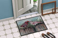 Red Bird Feeding Doormat Indoor Outdoor 24H X 36W Front Door Mat Rugs for Entryway, Non Slip Washable Low Pile,