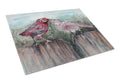 Red Bird Feeding Cutting Board Tempered Glass Kitchen Cutting Surface, Heat Resistant Chopping, Non-Slip Feet, Food Prep & Serving