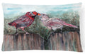 Red Bird Feeding Decorative Throw Pillow 12x16 Indoor Outdoor Accent Cushion, Fabric Cover with Insert for Sofa, Bed, Porch & Living Room