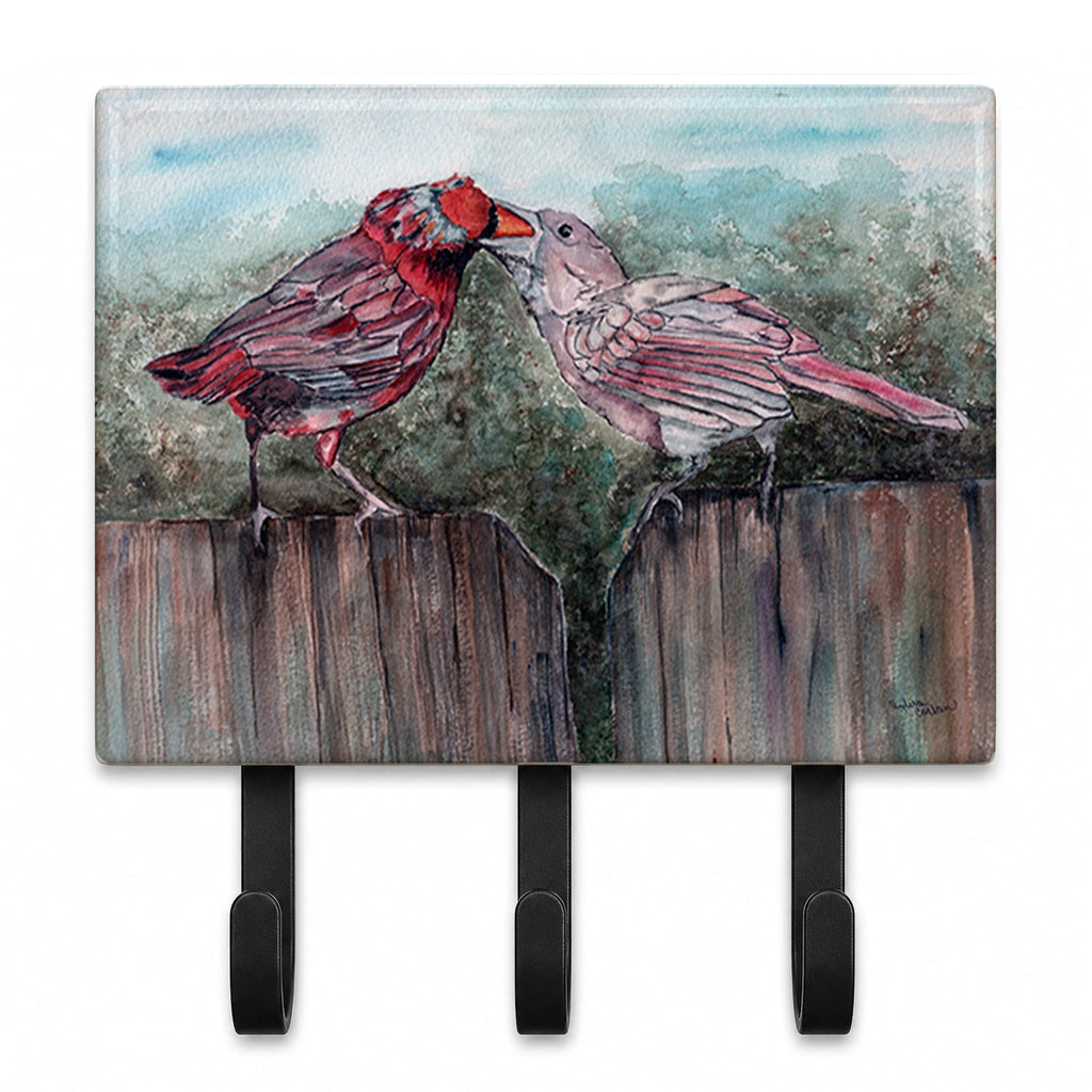 Red Bird Feeding Leash or Key Holder Wall Hooks, Coat Rack Wall Mount, for Hanging Keys, Towels, Aprons, Leashes