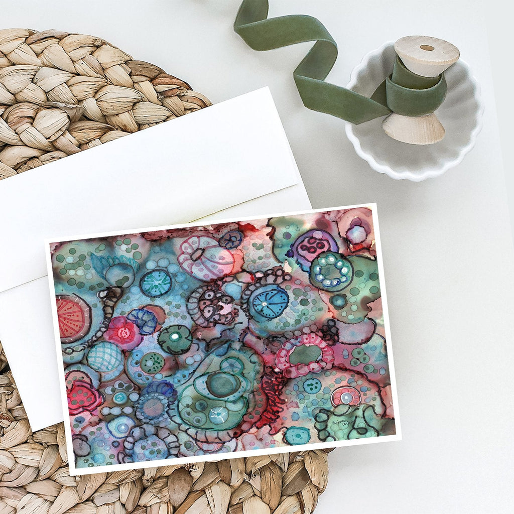 Abstract in Reds and Blues Greeting Cards Pack of 8 Blank Cards with Envelopes Whimsical A7 Size 5x7