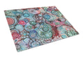 Abstract in Reds and Blues Cutting Board Tempered Glass Kitchen Cutting Surface, Heat Resistant Chopping, Non-Slip Feet, Food Prep & Serving