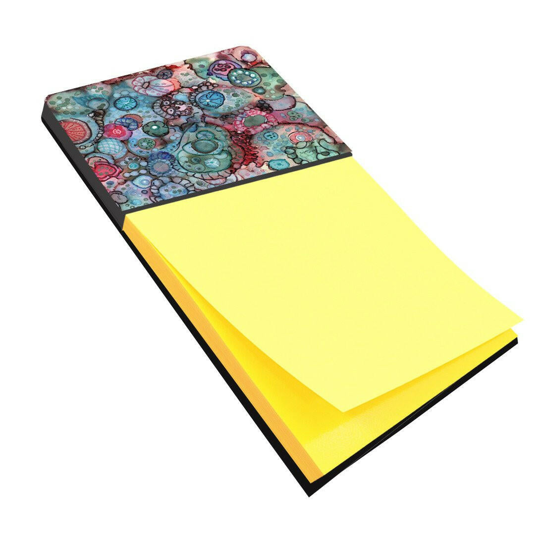 Abstract in Reds and Blues Watercolor Sticky Note Holder Refillable Dispenser Desk Accessory 3x3 Pad Gift