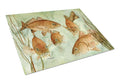 Red Fish Swim Cutting Board Tempered Glass Kitchen Cutting Surface, Heat Resistant Chopping, Non-Slip Feet, Food Prep & Serving