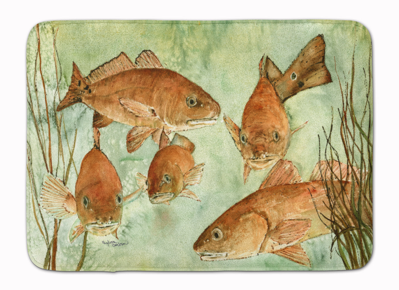 Red Fish Swim Memory Foam Kitchen Mat Machine Washable Anti-Fatigue Cushion Comfort Bath or Kitchen Rug