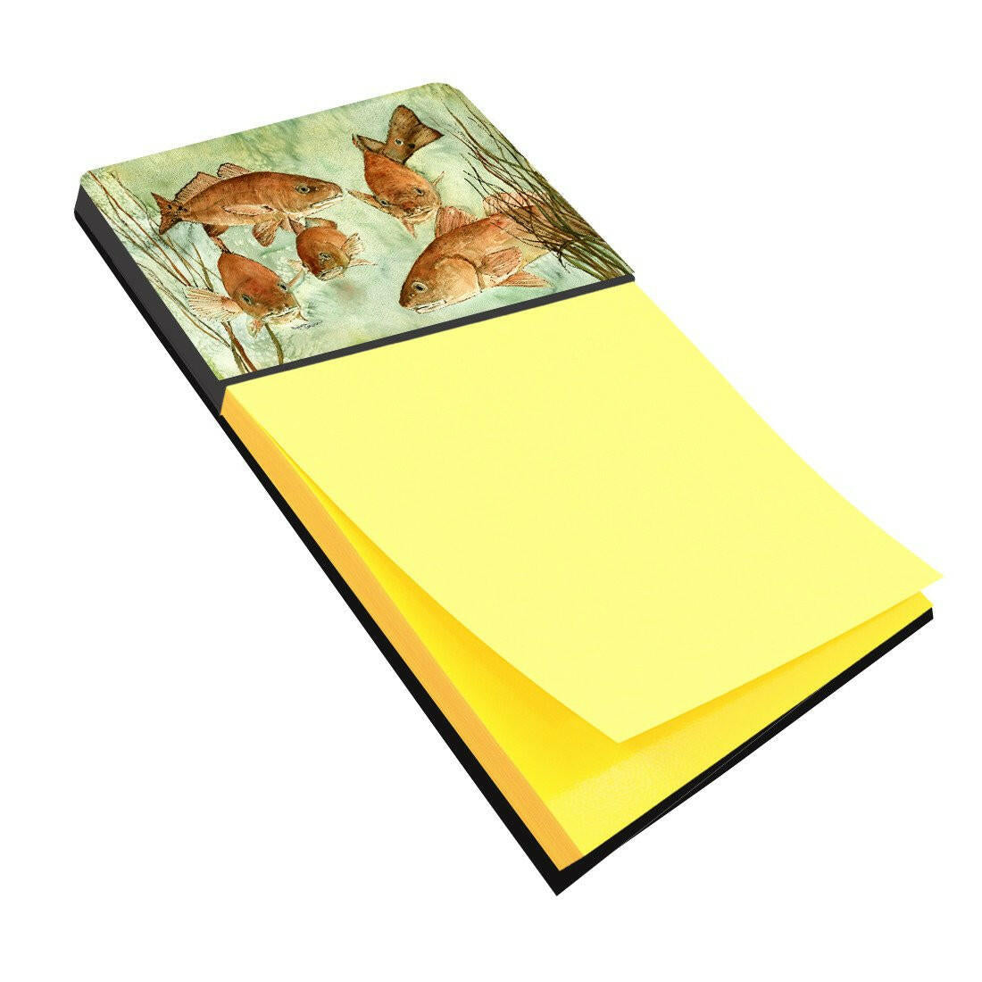 Red Fish Swim Watercolor Sticky Note Holder Refillable Dispenser Desk Accessory 3x3 Pad Gift