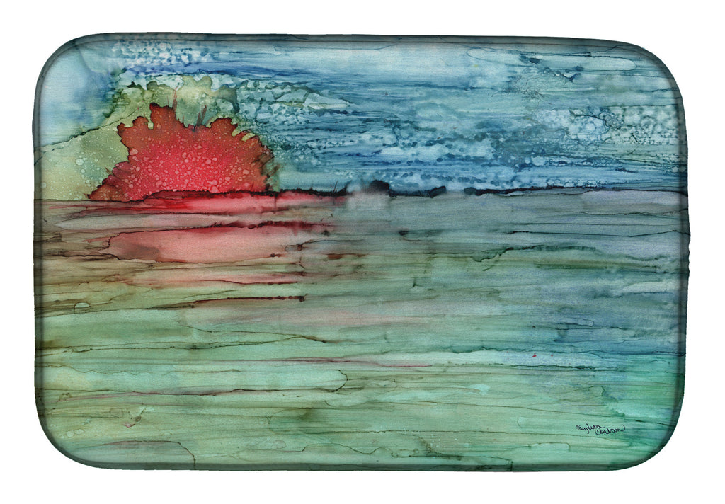 Abstract Sunset on the Water Dish Drying Mat Absorbent Dish Drying Mat Pad for Kitchen Counter Dish Drainer Mat for Countertop, 14 x 21", Multicolor