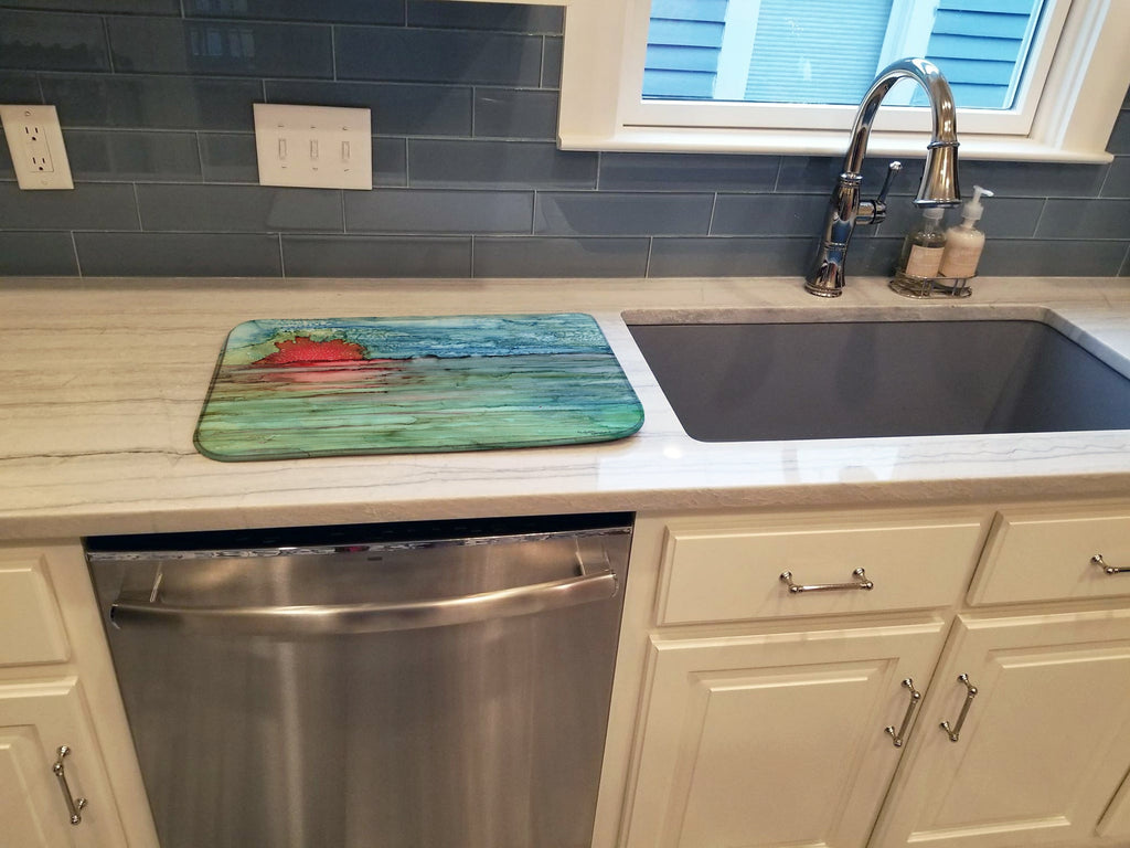 Abstract Sunset on the Water Dish Drying Mat Absorbent Dish Drying Mat Pad for Kitchen Counter Dish Drainer Mat for Countertop, 14 x 21", Multicolor