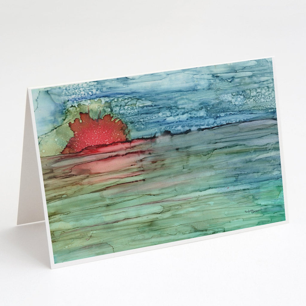 Abstract Sunset on the Water Greeting Cards Pack of 8 Blank Cards with Envelopes Whimsical A7 Size 5x7
