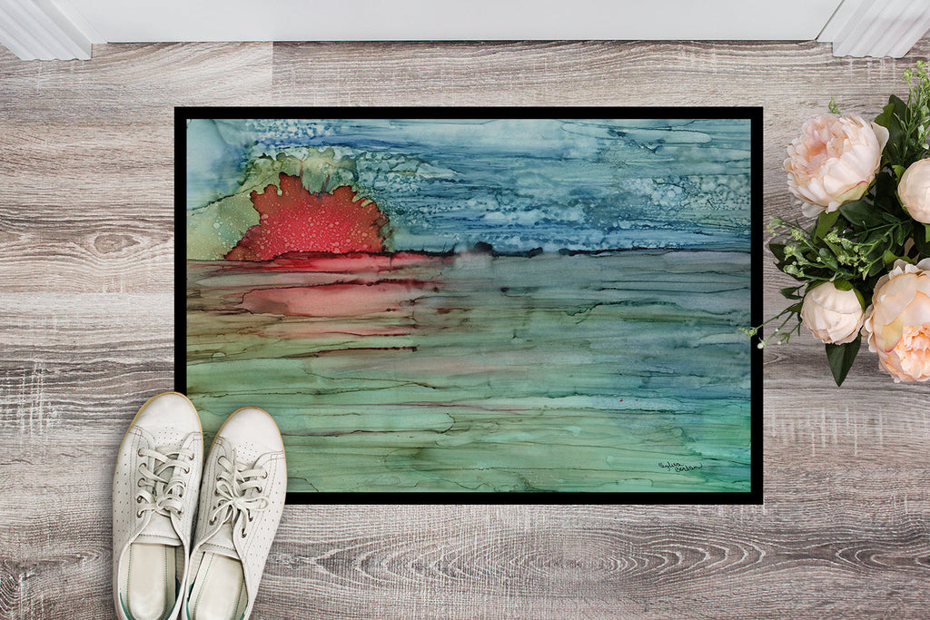 Abstract Sunset on the Water Doormat Indoor Outdoor 24H X 36W Front Door Mat Rugs for Entryway, Non Slip Washable Low Pile,
