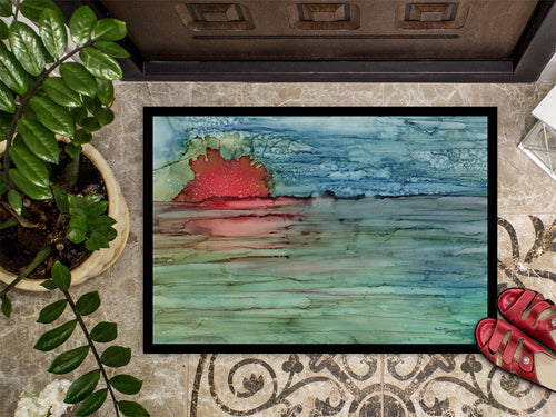 Abstract Sunset on the Water Doormat Indoor Outdoor 24H X 36W Front Door Mat Rugs for Entryway, Non Slip Washable Low Pile,