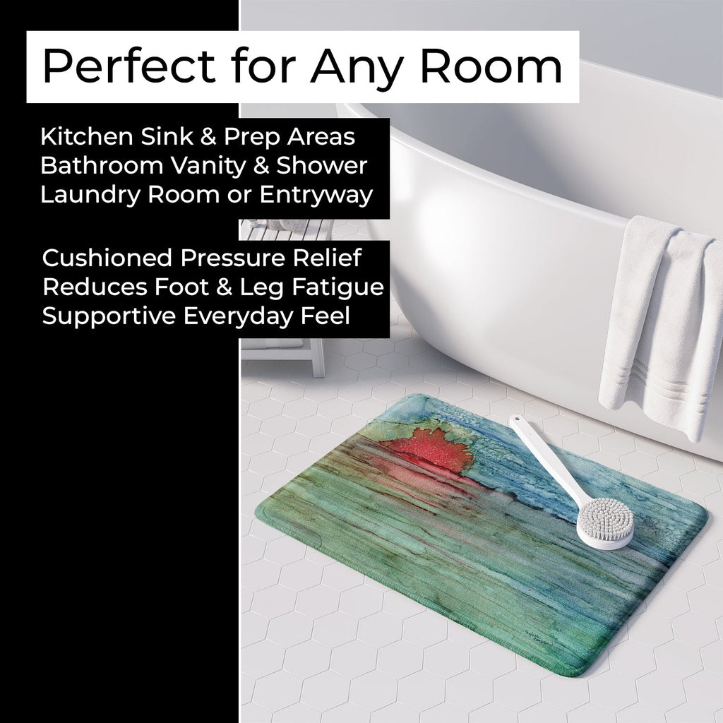 Abstract Sunset on the Water Memory Foam Kitchen Mat Machine Washable Anti-Fatigue Cushion Comfort Bath or Kitchen Rug