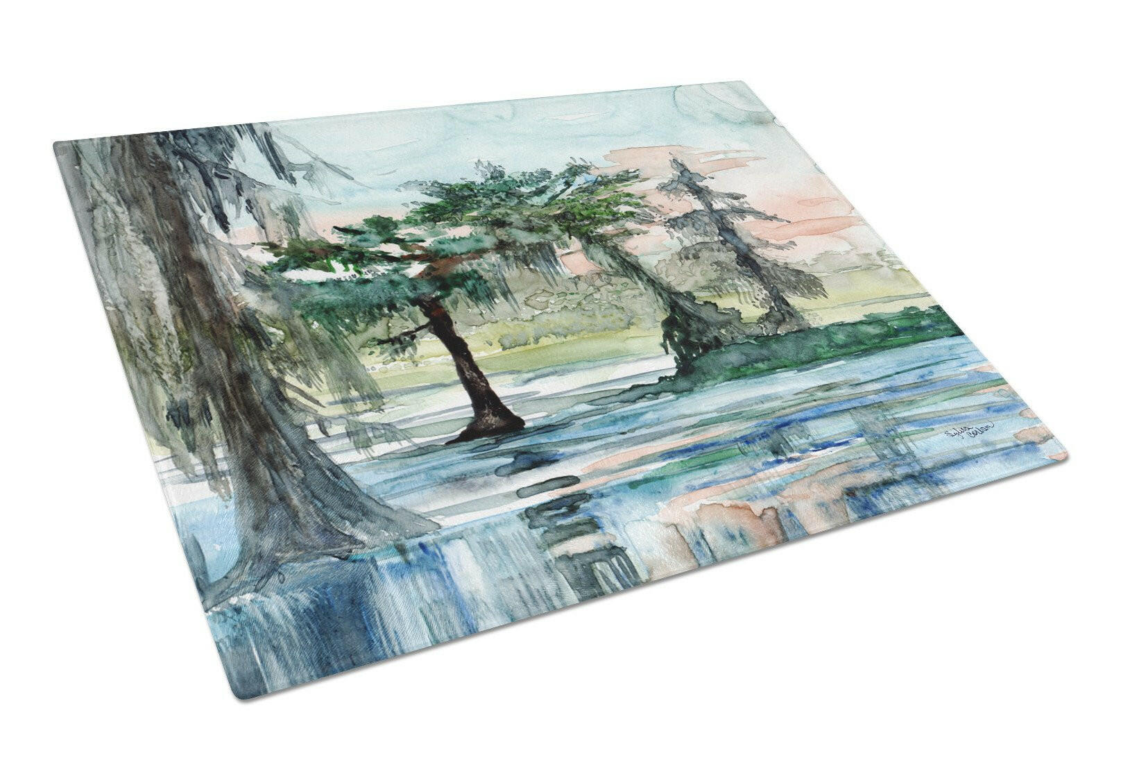 In the Swamp Cutting Board Tempered Glass Kitchen Cutting Surface, Heat Resistant Chopping, Non-Slip Feet, Food Prep & Serving